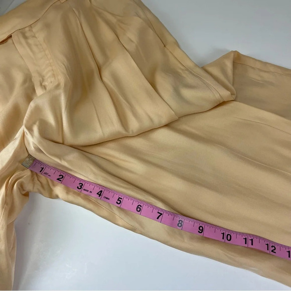 NEW Equipment Femme Wide Leg Pants Womens 0 Yellow Pleated Silk Blend NWOT - Picture 9 of 10